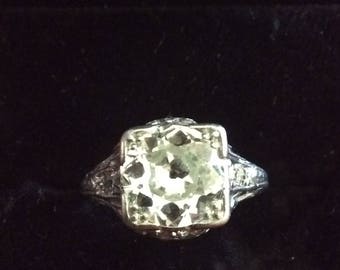 Antique platinum diamond engagement ring