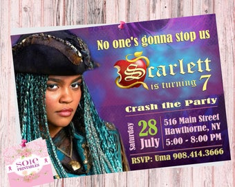 Descendants 2 UMA Invitation Birthday Party - descendants party supplies