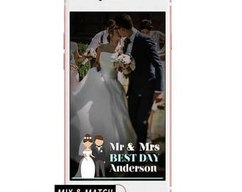 Cartoon Wedding Geofilter/ Cartoon Wedding Snapchat Filter/ Wedding Snapchat Geofilter/ Geofilter Wedding Cartoon/ Snapchat Filter Wedding