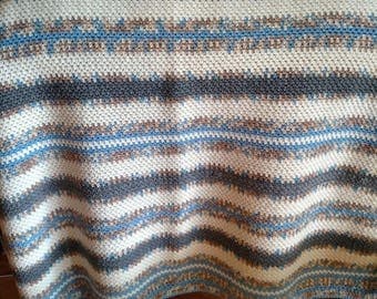 Blue & Gray Striped Lap Throw