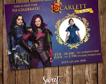 Descendants Invitation, Digital Printable Invite, Descendants Birthday Party, Descendants Card, Photo Invite, Girl Birthday, SI-0027