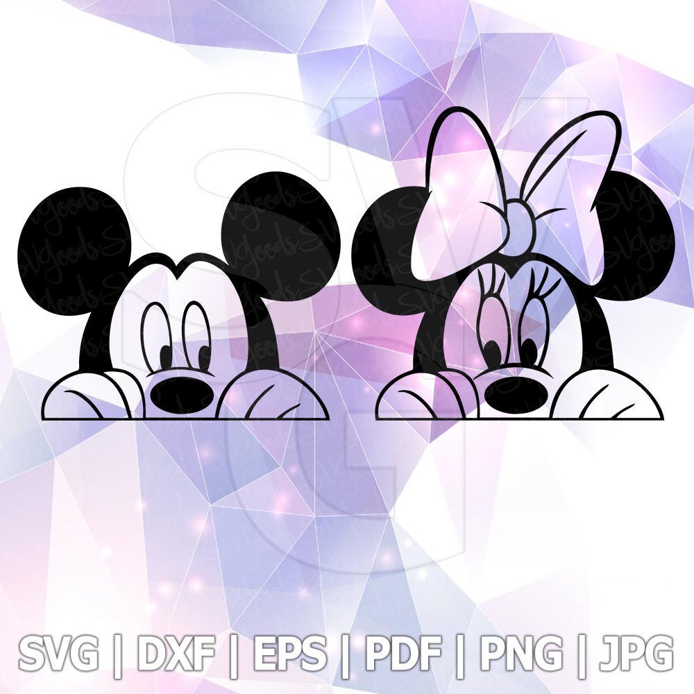 Download Mickey and Minnie Mouse Peeking Layered SVG DXF EPS Vector