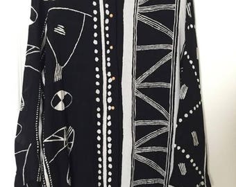 Sheer African Print Ruche Sleeve Blouse main image 0