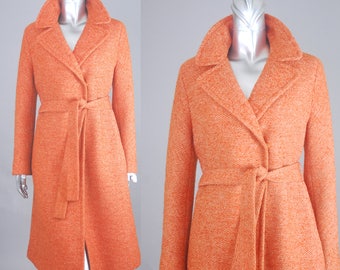 OSFM 1960s Swing Coat Loose Pink Wool Bracelet Sleeve Winter