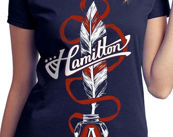 Hamilton Shirt // Alexander Hamilton Musical Quill // Hand Screen Printed Shirts for musical theater fans // Available in Plus Sizes