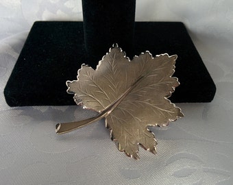 Large Maple Leaf Brooch, Silver Maple Leaf Brooch, Maple Leaf