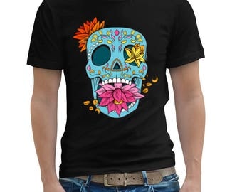 Sugar Skull T Shirt , Day Of The Dead , Mens T Shirt , Unisex T Shirt , American Apparel TShirt , Graphic T Shirt , Clothing , Graphic Tee