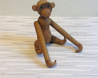 Wood Monkey Figure. 1960 Vintage, Modernist. Mod, Mid century, Danish Modern, Eames, Bojesen era. School Line, Made in Japan.