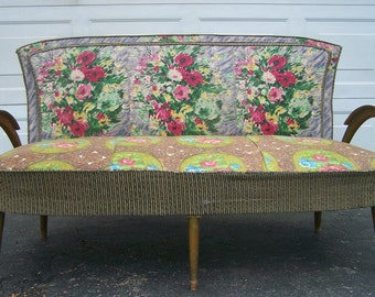 vintage french style sofa,settee,couch,cottage style floral sofa,hollywood regency,eclectic bohemian living room sofa,shabby chic sofa