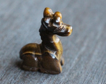 Tiger Eye Stone Giraffe Figurine F159