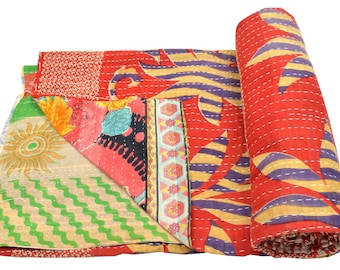 Vintage Kantha Quilt Gudri Reversible Throw Ralli Bedspread Bedding India OG1021