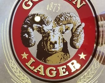 Vintage ADOLF COORS COMPANY 1873 Golden Lager Golden Colorado Ram mirror in wood Frame limited edition.