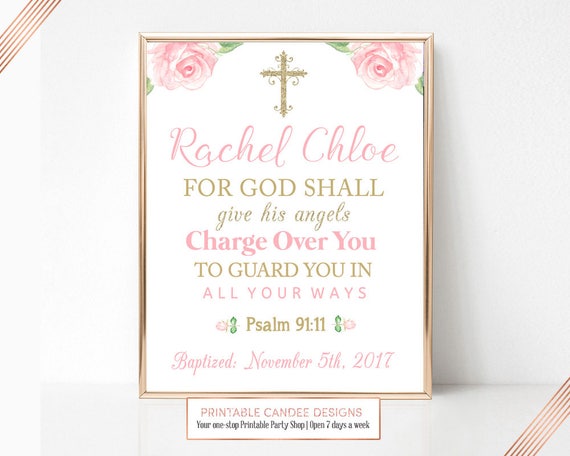 Personalized Baptism Gift Bible Verse Wall Art Baby Girl