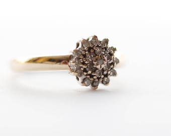 9ct Gold Engagement Ring Diamond and Paste Stone Ladies Cluster Ring Size UK M 1/2 US 6.50