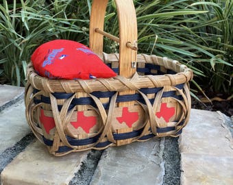Texas Pincushion Basket Medium Sewing Basket Quilters Basket Texas Gift Idea Made in Texas Texas Sewing Basket Texas Mending Basket