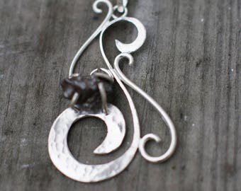 Meteorite Necklace Campo del Cielo and Swirly Silver