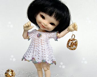 Realpuki set "Snowflake" - crochet dress and bloomers outfit - fidelia firefly clothes - pants - white christmas new year