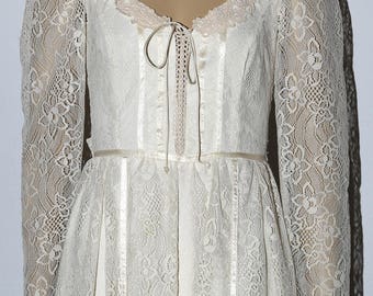 70s GUNNE SAX Dress Lace Sleeve Maxi Dress Boho Wedding Dress Vintage Prairie Dress 1970s Renaissance D