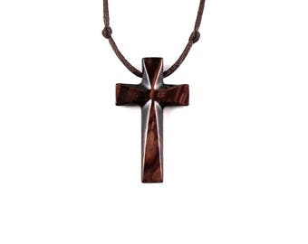 Wooden Cross Pendant, Wood Cross Necklace, Mens Cross Necklace, Mens Cross Pendant, Hand Carved Wood Cross Pendant, Christian Jewelry