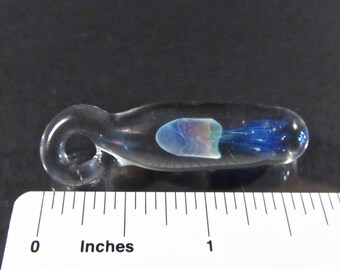 Purple with Sparkly Blue Tentacles - Glass Jellyfish Pendant - Borosilicate Lampwork