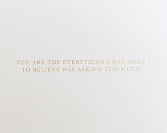 Gold Foil The Everything love card, first anniversary card for wife, wedding card, birthday card for boyfriend card, girlfriend card