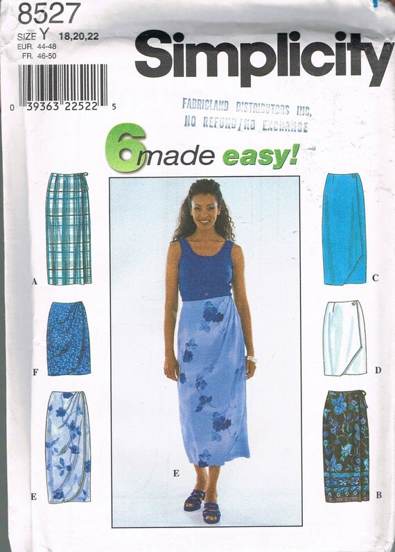Size 18-22 Misses Easy Plus Size Skirt Pattern Wrap Skirt
