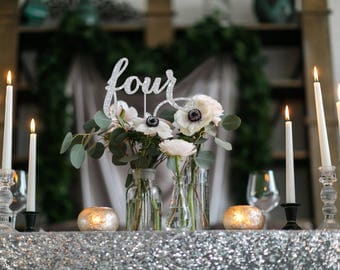 Silver Table Numbers Winter Wedding Decor Number Centerpieces Silver Table Numbers Winter Wedding Decor Number Centerpieces