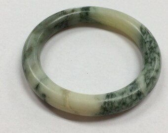 ESTATE Vintage Natural Green Jade Bangle Bracelet 59.6 Grams!
