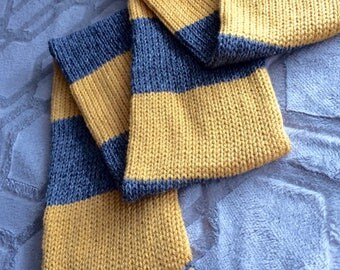Striped Winter Scarf, Yellow and Grey, Yellow and Black, Fantastic beasts