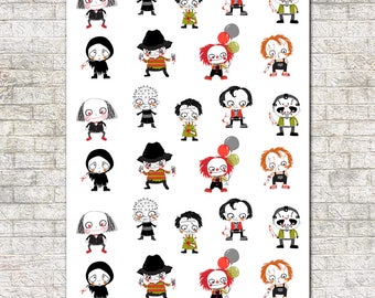 Horror Movie Character Stickers. Movie Night, Horror Film, Scary Movies, Halloween, Fright Night, Halloween Costume