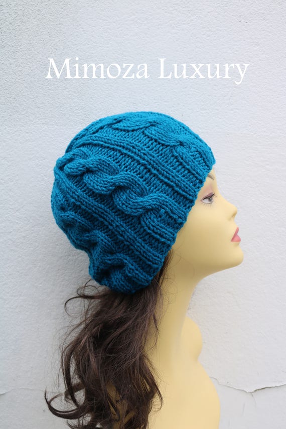 Petrol Blue women's Beanie hat, Hand Knitted Hat in teal blue beanie hat, knitted men's, women's beanie hat, winter beanie hat, blue ski hat