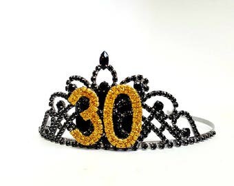 Woman Birthday Custom Crown, Adult Birthday Crown, Woman Birthday Crown, Custom Birthday Party Hat, 30th 40th Birthday, Black & Gold Crown