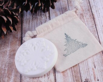 Peppermint Snowflake Soap - Party Favors - Christmas Stocking Fillers - Dye Free - Guest Soap - Holiday Gift - Tree Gift Bag - Small Soap