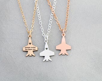 SALE • Military Gift Airplane Necklace •Sterling Silver Airplane Charm Plane Air Force Gift • Deployment Gift Armed Forces Airplane Pendant