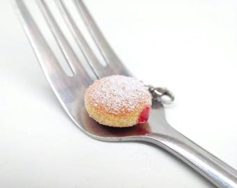Filled Donut Charm, Doughnut Charm, Miniature Food Jewelry, Boston CreamDonut Charm, Donut Jewelry, Food Charms, Jelly Donut Charms