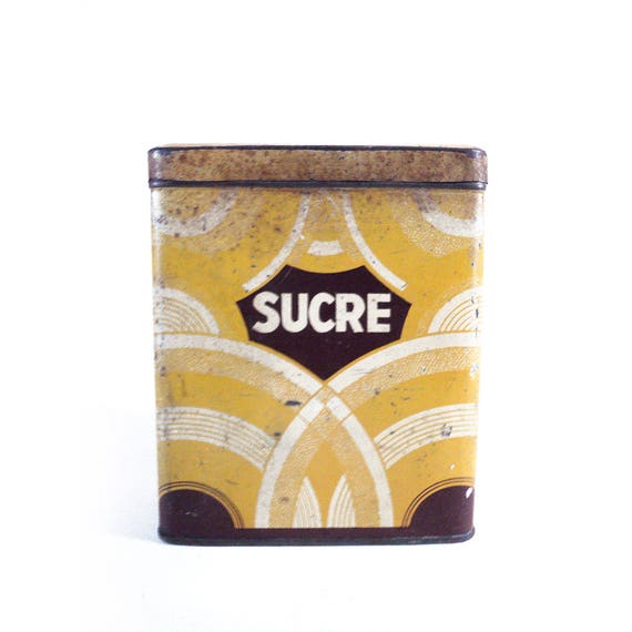 Vintage French Sugar Tin Box, Cacao Suchard Storage Canister