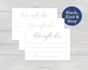 PDF Printable Date Night Card - Gold Gray Black | Instant Download | Wedding Date Night Ideas Jar Card | Wedding Advice Card | Bridal Party