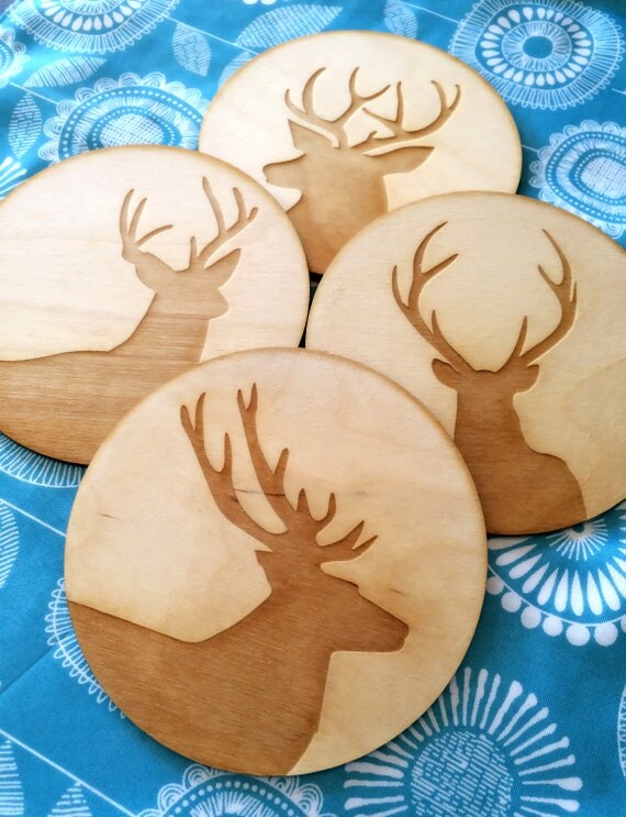 Wooden Deer Coasters Wooden Coasters Laser Cut Coasters