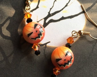 Halloween Jewelry, Halloween Earrings, Pumpkin Earrings, Halloween Gift Idea, Orange Pumpkin