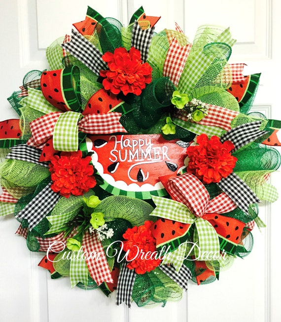 Watermelon Wreath Summer Wreath Happy Summer Deco Mesh