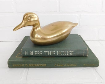 Vintage Brass Mallard Duck Figurine, Mancave, Office Decor, Cabin