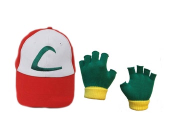 POKEMON Ash Ketchum Children's Costume - Trainer Hat & Gloves Bundle Ages 5-14