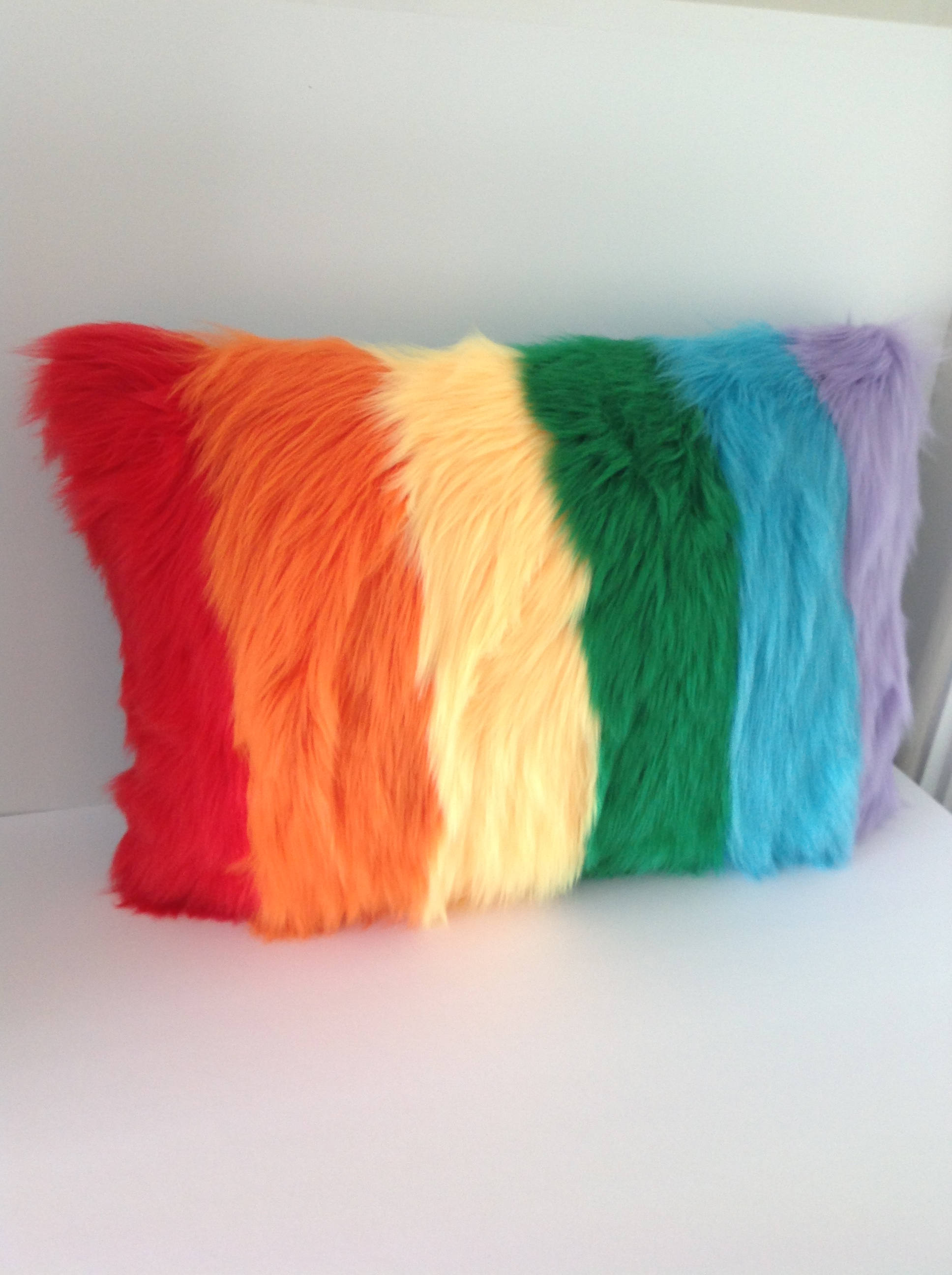 Rainbow Pillow Faux Fur Rainbow Pillow rainbow throw pillow