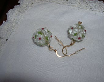 White lampwork earrings