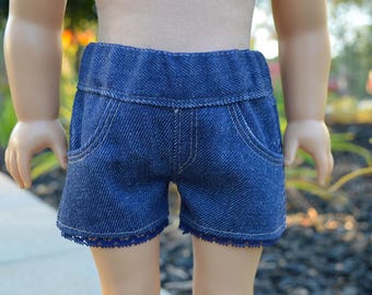 18 inch doll shorts, American Girl doll clothes, AG, denim shorts