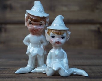 Ceramic Pixie Elves (Set of 2) - Made in Japan