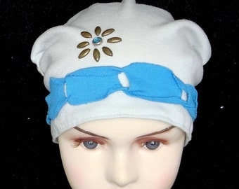 Kid chemo headwear, girl chemo hat, cancer beanie, beret, hair loss cap, alopecia headcover, toque, handmade.