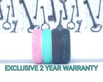 Womens Rubber Silicone Wedding Ring Band | Sparkle Series | Cross Fit Ring | Active Lifestyle | Silicone Ring | Flexible | Hypoallergenic