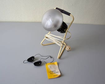 Vintage lamp PHILIPS / spot solar / ultraviolet light bulb / bakelite and metal / industrial style