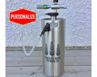 Personalized Mini Keg Beer Growler with tapping dispenser system, KEG, Custom design, growler, birthday, anniversary gift, Home Brew